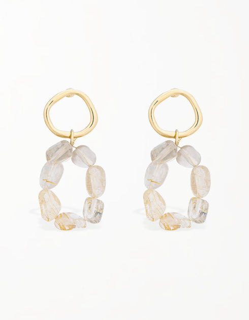 Nature's Rhythm 18K 金串珠环形吊式耳环